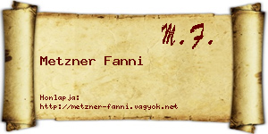 Metzner Fanni névjegykártya